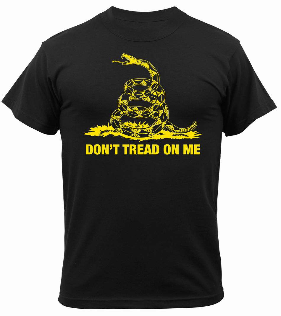 Майка ROTHCO Мод. MILITARY VINTAGE "DON'T TREAD ON ME" (короткий рукав)(poly/cotton)(Black) — одежда для охоты, рыбалки, туризма и города | KORGAN.KZ