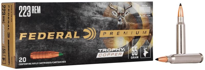 Купить Патрон для нарезного оружия FEDERAL P (.223 Rem.) TROPHY COPPER (TC)(55grs)(3,56г) в Алматы | Казахстан | Корган Центр