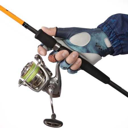 Перчатки для рыбалки летние Aquatic UPF50+ (цвет: pike camo blue, размер L/XL) — технические характеристики, материалы и назначение | KORGAN