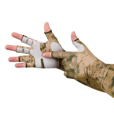 Перчатки для рыбалки летние Aquatic UPF50+ (цвет: SAND CAMO, размер XXL/XXXL) — технические характеристики, материалы и назначение | KORGAN