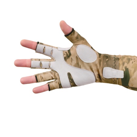 Перчатки для рыбалки летние Aquatic UPF50+ (цвет: SAND CAMO, размер XXL/XXXL) — технические характеристики, материалы и назначение | KORGAN
