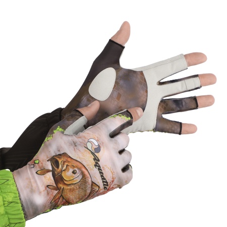 Перчатки для рыбалки летние Aquatic UPF50+ (цвет: carp camo, размер L/XL) — технические характеристики, материалы и назначение | KORGAN