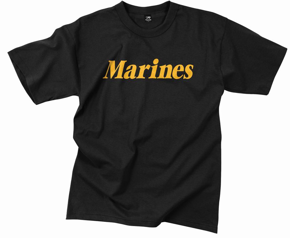 Майка ROTHCO Мод. MILITARY PRINT "MARINES" (короткий рукав)(poly/cotton)(Black) — одежда для охоты, рыбалки, туризма и города | KORGAN.KZ