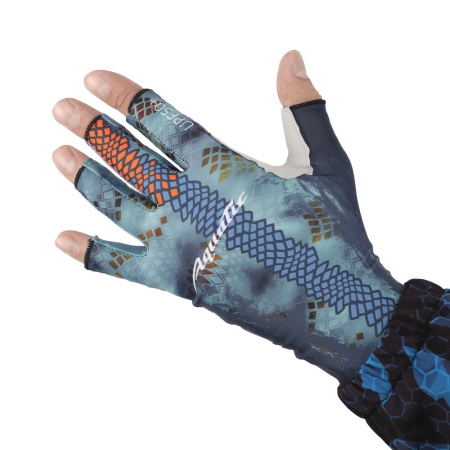 Перчатки для рыбалки летние Aquatic UPF50+ (цвет: pike camo blue, размер S/M) — технические характеристики, материалы и назначение | KORGAN