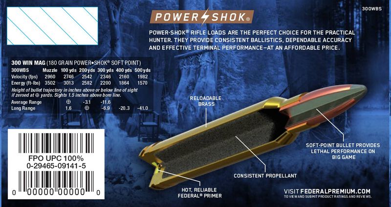 Купить Патрон для нарезного оружия FEDERAL (.300 Win.Mag.) POWER-SHOK (SP)(180grs)(11,66г) в Алматы | Казахстан | Корган Центр