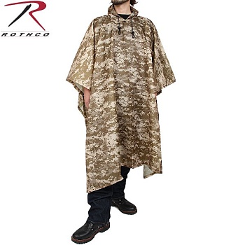 Пончо ROTHCO Мод. G.I. PLUS NYLON Rip-Stop (Desert Digital Camo) — одежда для охоты, рыбалки и города | KORGAN Алматы