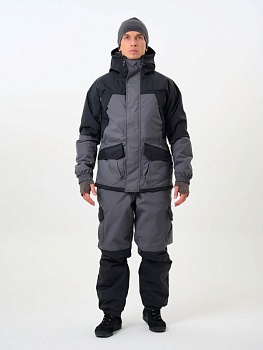 Костюм демисезонный "STRONG PRO" -15°C" (тк.таслан)(серо-черный) — одежда для охоты, рыбалки и города | KORGAN Алматы