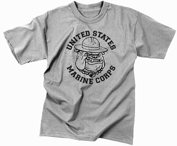 Майка ROTHCO Мод. MILITARY VINTAGE "U.S. MARINE CORPS BULLDOG" (короткий рукав)(poly/cotton)(Grey) — характеристики, материалы и назначение | KORGAN.KZ