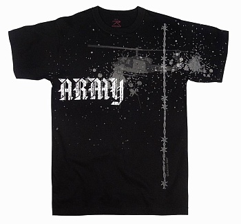Майка ROTHCO Мод. MILITARY VINTAGE "ARMY-HELICOPTER" (короткий рукав)(poly/cotton)(Black) — характеристики, материалы и назначение | KORGAN.KZ
