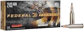 Патрон для нарезного оружия FEDERAL P (.243 Win.) TROPHY COPPER (TC)(85grs)(5,51г) доступен в нашем магазине