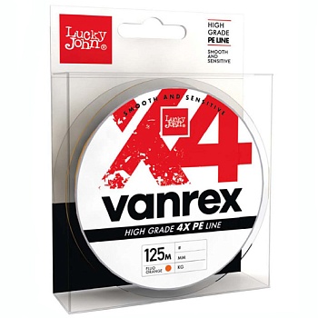 Шнур LUCKY JOHN VANREX X4 FLUO ORANGE — леска для рыбалки, плетёнка, флюорокарбон | Алматы, Казахстан