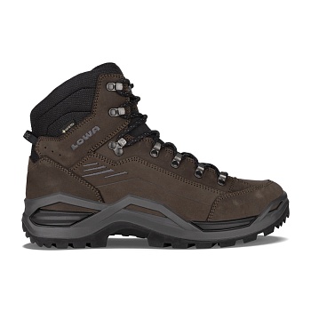 Ботинки RENEGADE GTX MID Dark brown\black LOWA — характеристики, материалы и назначение | KORGAN.KZ