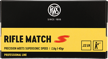 Патрон для нарезного оружия RWS (.22 l.r.) Professional Rifle Match S (40grs)(2,6г) доступен в нашем магазине