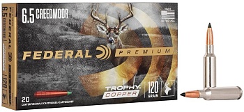 Патрон для нарезного оружия FEDERAL P (6,5 Creedmoor) TROPHY COPPER (TC)(120grs)(7,78г) доступен в нашем магазине