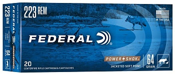 Патрон для нарезного оружия FEDERAL (.223 Rem.) POWER-SHOK (SP)(64grs)(4,15г) доступен в нашем магазине