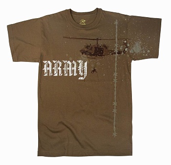 Майка ROTHCO Мод. MILITARY VINTAGE "ARMY-HELICOPTER" (короткий рукав)(poly/cotton)(Brown) — характеристики, материалы и назначение | KORGAN.KZ