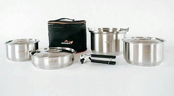 Набор посуды KOVEA (5 предметов) Мод. STAINLESS — туристические аксессуары и снаряжение для кемпинга в Алматы, Казахстан