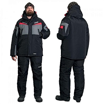 Костюм зимний Alaskan Dakota  cерый/черный (куртка+ полукомбинезон) — одежда для охоты, рыбалки и города | KORGAN Алматы