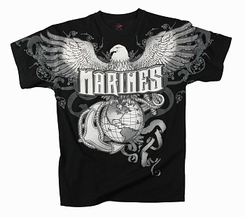 Майка ROTHCO Мод. MILITARY VINTAGE "MARINES EAGLE G&A" (короткий рукав)(poly/cotton)(Black) — характеристики, материалы и назначение | KORGAN.KZ