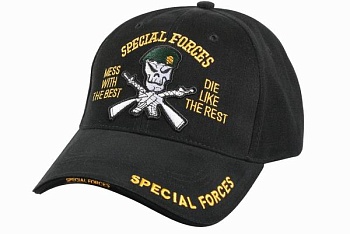 Кепка ROTHCO Мод. DELUXE LOW PROFILE INSIGNIA "SPECIAL FORCES" (Black) — характеристика, материалы и назначение | KORGAN.KZ