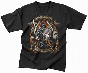 Майка ROTHCO Мод. MILITARY GRAPHIC "PUT ON THE WHOLE ARMOR OF GOD" (короткий рукав)(100% cotton)(Black) — характеристики, материалы и назначение | KORGAN.KZ
