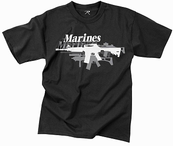 Майка ROTHCO Мод. MILITARY VINTAGE "MARINES-GUNS" (короткий рукав)(poly/cotton)(Black) — характеристики, материалы и назначение | KORGAN.KZ