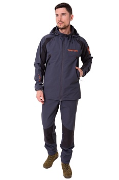Костюм  TRITON "REPTIL" (тк.softshell APEX)(серый/черный) — одежда для охоты, рыбалки и города | KORGAN Алматы