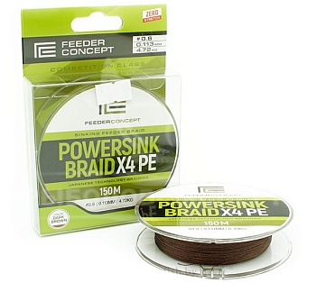 Шнур FEEDER CONCEPT POWERSINK DARK BROWN — леска для рыбалки, плетёнка, флюорокарбон | Алматы, Казахстан