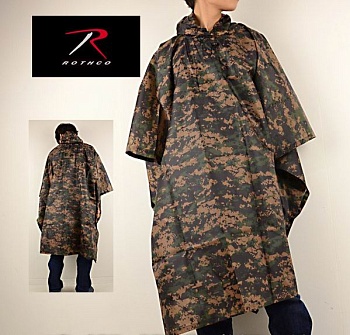 Пончо ROTHCO Мод. G.I. PLUS NYLON Rip-Stop (Woodland Digital Camo) — одежда для охоты, рыбалки и города | KORGAN Алматы