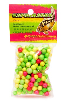 Пенопласт КАРПОМАНИЯ (микс флуоресцентный)(150шт.) — приманки, бойлы, пеллетс | Алматы, Казахстан