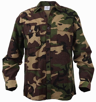Рубашка ROTHCO Мод. EXTRA HEAWYWEIGHT FLANNEL (Woodland Camo) — характеристики, материалы и назначение | KORGAN.KZ