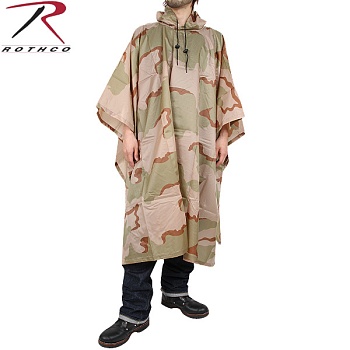 Пончо ROTHCO Мод. G.I. PLUS NYLON Rip-Stop (Tri-Color Desert Camo) — одежда для охоты, рыбалки и города | KORGAN Алматы
