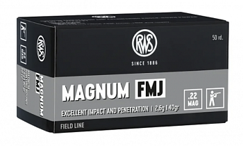 Патрон для нарезного оружия RWS (.22 Win.Mag.) Field FMJ (40grs)(2,6г) доступен в нашем магазине