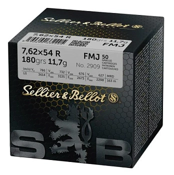 Патрон для нарезного оружия S&B (7,62x54R)(FMJ-2909)(180grs)(11,7г) доступен в нашем магазине