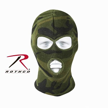 Балаклава ROTHCO Мод. DELUXE 3-HOLE (100% acrylic)(Woodland Camo) — характеристика, материалы и назначение | KORGAN.KZ