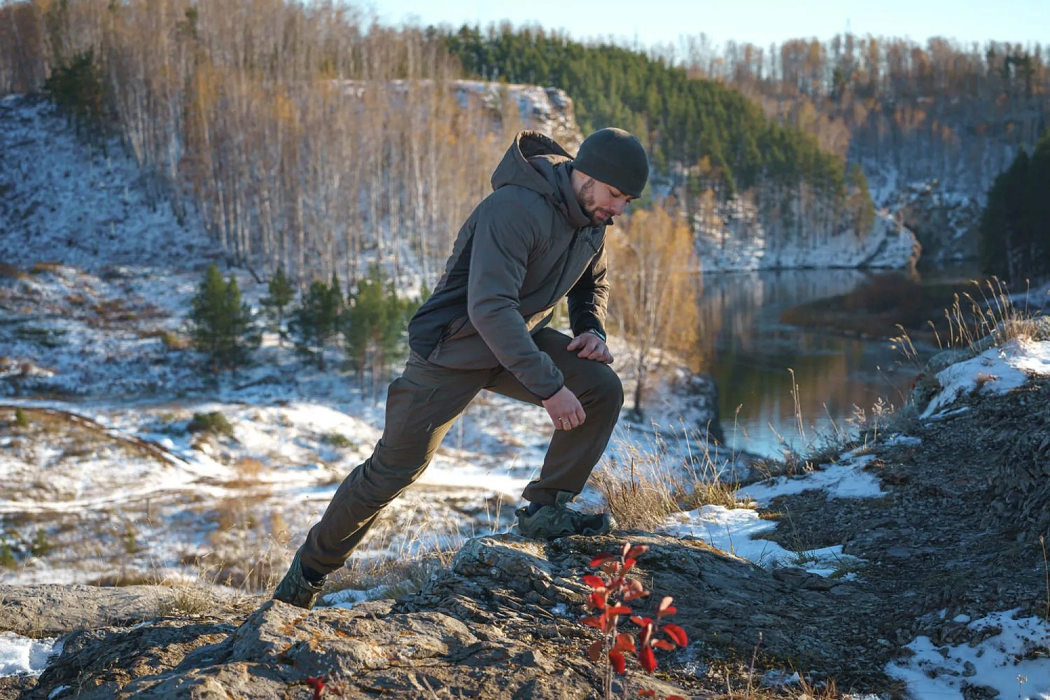 Брюки мужские"Expert" утепленные на микрофлисе. Ткань смесовая канвас (60% хлопок/40%полиэстер). Peach, WR. Табак