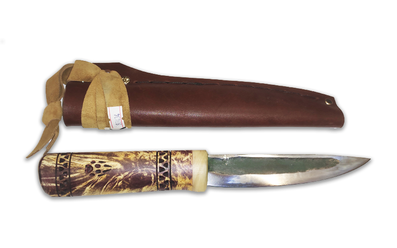 R7K,Якутский нож с больстером и орнаментом. Или следом животного.