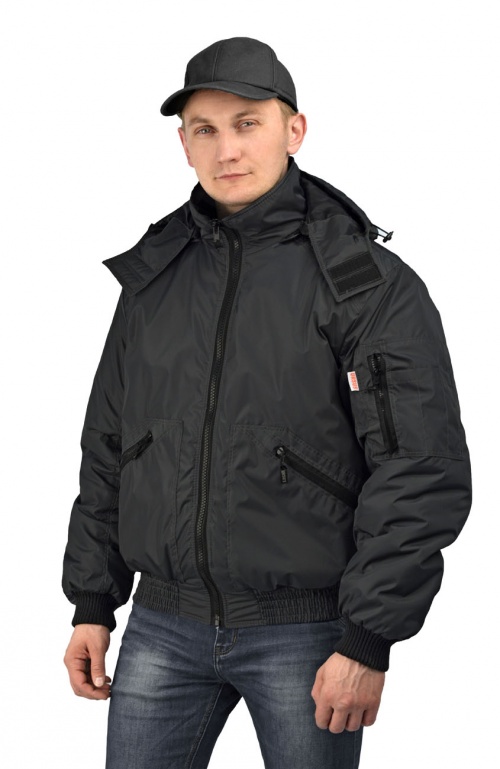 Куртка демисезонная с капюшоном URSUS БОМБЕР (тк.джордан)(черный)